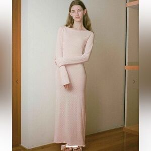 NWT My Mum Made It Pointelle Knit Maxi Dress Pink 100% Organic Cotton Size XS